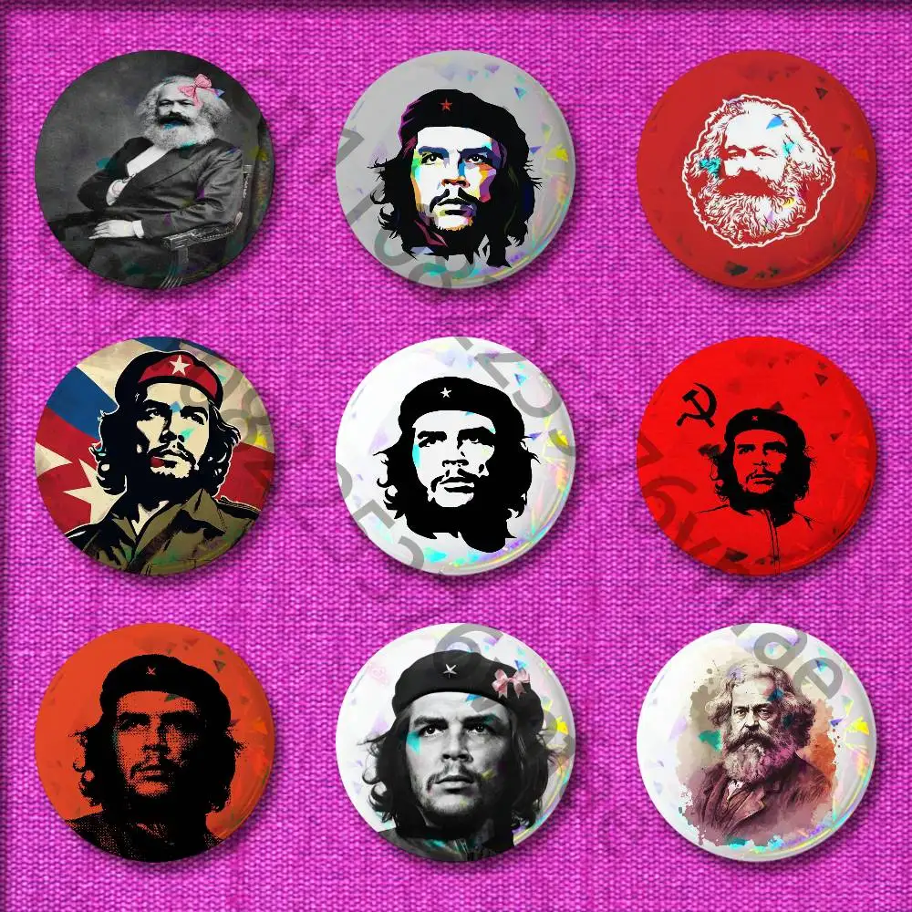 تشي غيفارا كارل ماركس شارة ل 32 مللي متر 25 مللي متر 44 مللي متر 75 مللي متر 58 مللي متر دبوس مستدير بروش شارة غطاء الديكور