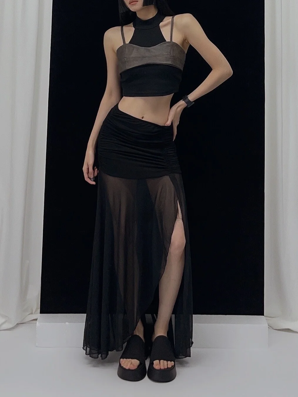 

Юбка UIUI Mermaid Muse: женская элегантная сексуальная длинная юбка с разрезом и узором «рыбий хвост» из полиэстера, лето 2024