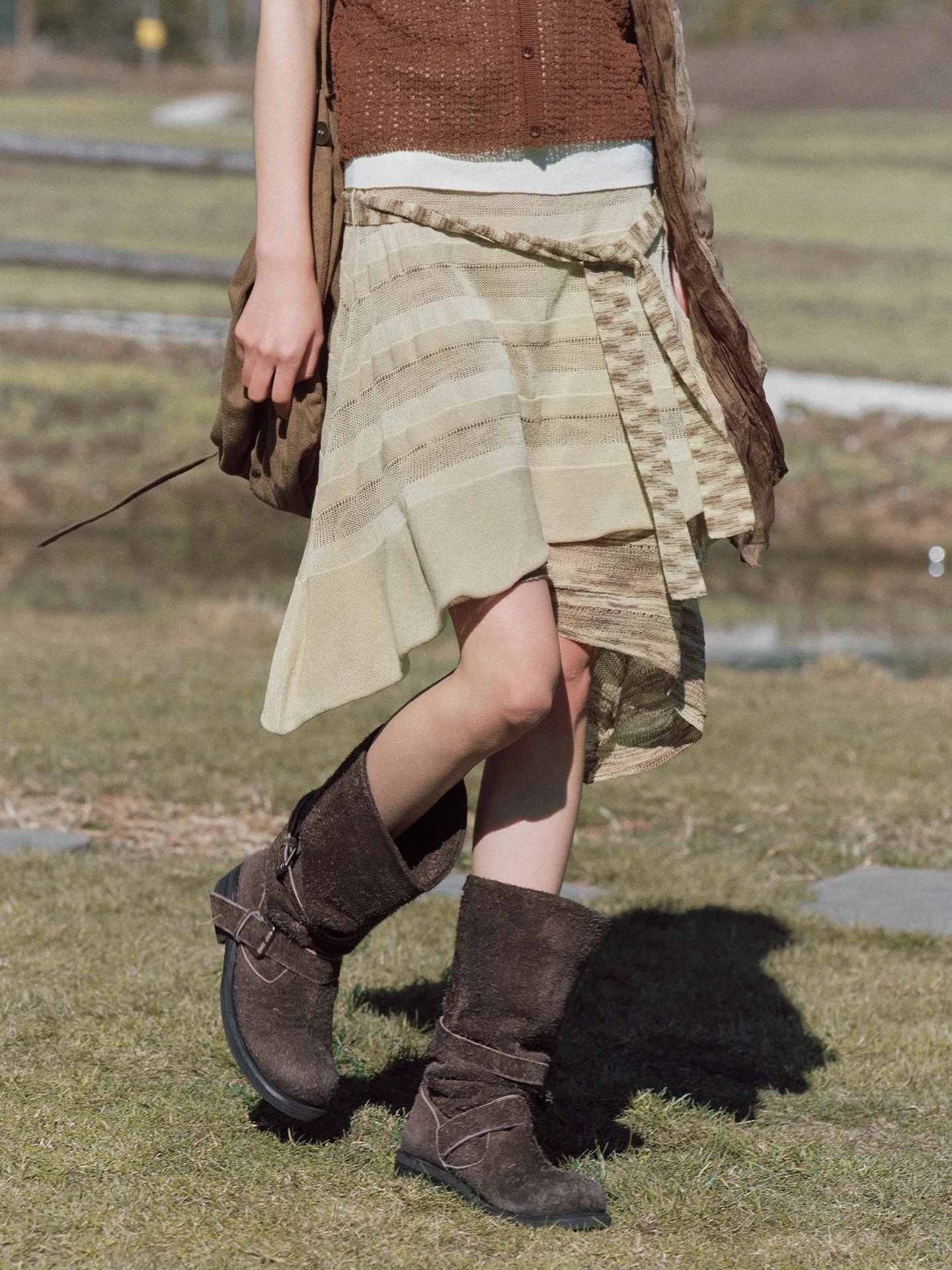 

Юбка Octopusme в винтажном стиле, двухслойная, асимметричная, повседневная, женская, весна-лето, новая, стандартный крой