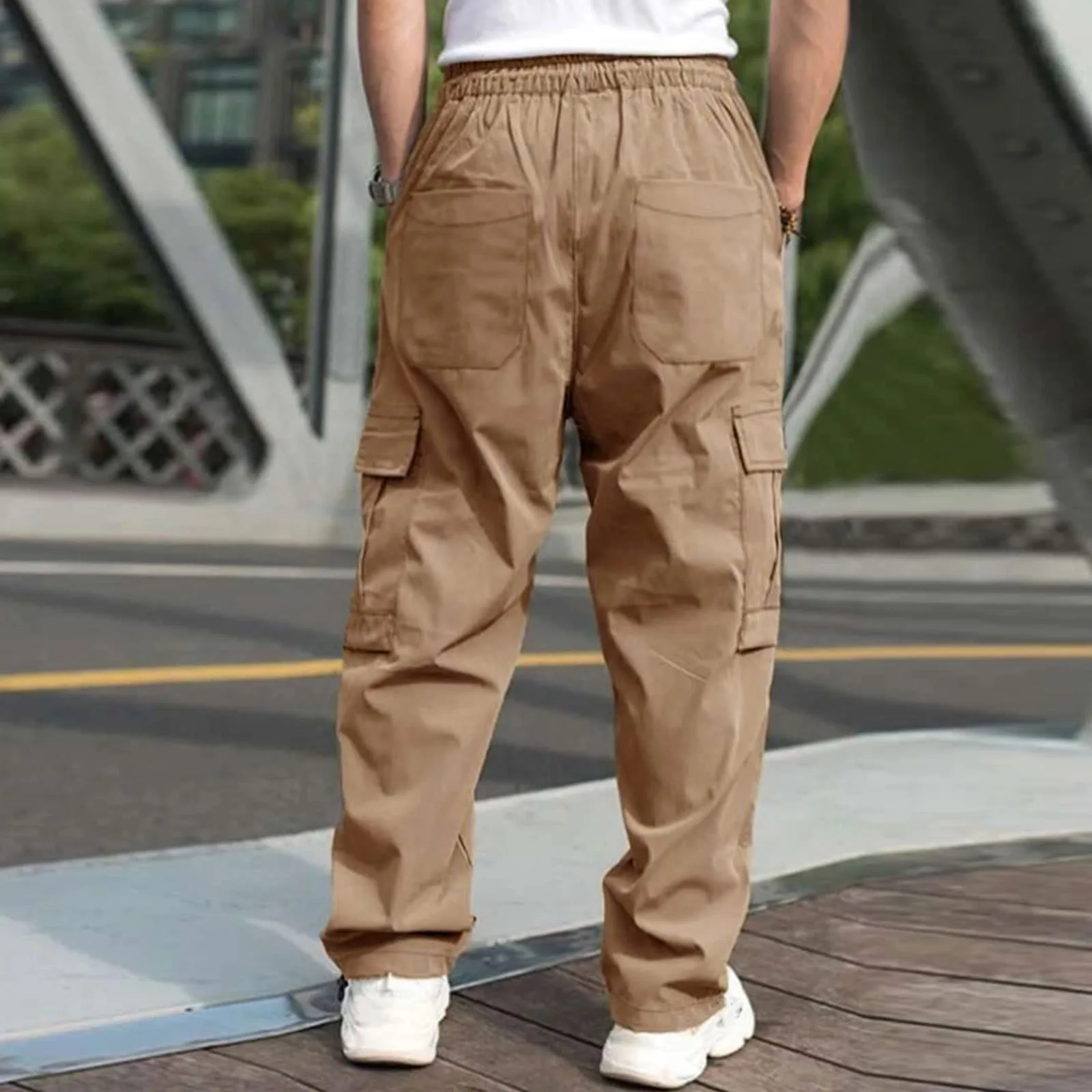 New Men's Work Pants Loose Straight-leg Casual Trousers with Pockets Euro-American Style