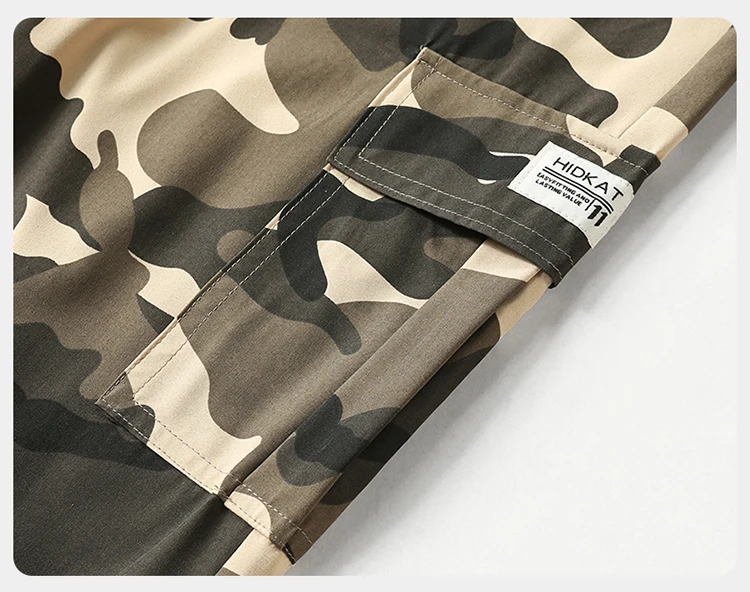 Jogger Camouflage Cargo Pants Men Elastic Drawstring Waist Multi Pockets Streetwear Loose Fit Casual Jogging Trousers For Men view 6