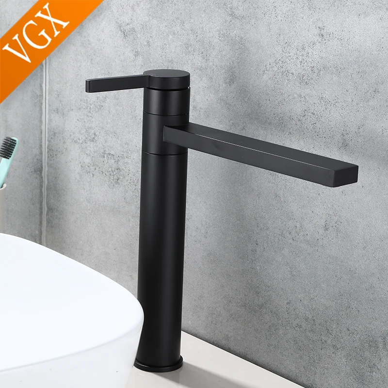 Imagem -04 - Vgx-tall Bathroom Faucets Misturador de Alta Bacia Sink Tall Faucet Lavatório Torneira Água Quente e Fria Tapware 360 ° Latão Preto