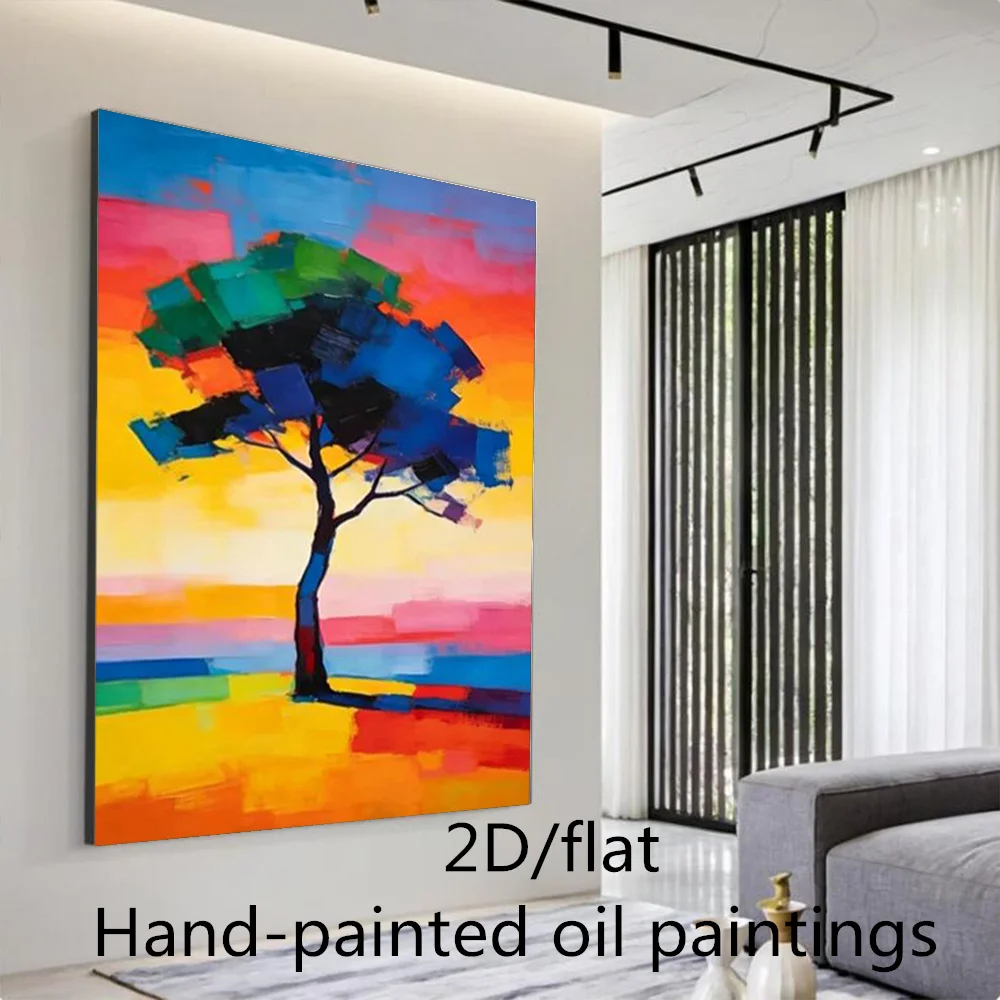 Large Forest Scenery Mural Abstract Oil Painting - 100% Handmade Thick Layer Wall Art Picture for Home Living Room Decor Image