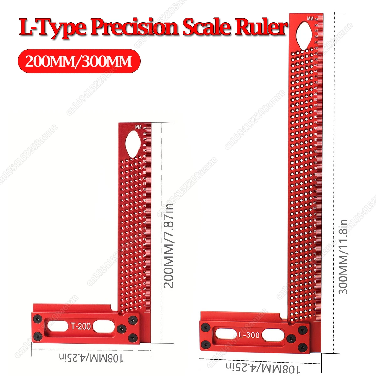 

1PC 200MM/300MM Precision Scale Ruler L-Type Hole Ruler Aluminum Alloy Scribing Mark Line Gauge Carpenter Scribe MeasuringTool