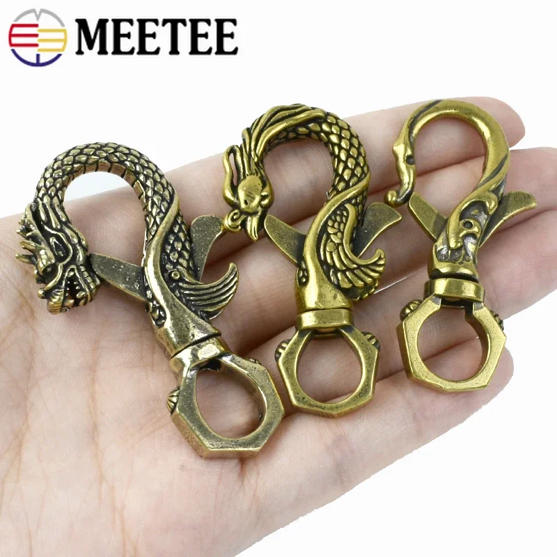 Retro Solid Brass Keychain Buckles Bottle Opener Waist Wallet Chain Belt Car Key Ring Hooks Clasps Pendanat DIY Leather Craft