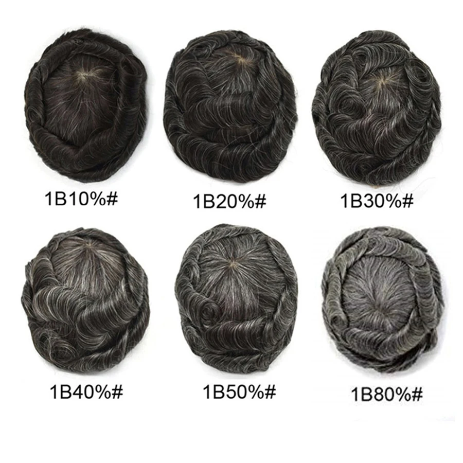 Hstonir Super Thin Skin Remy Hair Human Men Invisible Hairline V-loop Male Toupees Natural Looking Wig H078