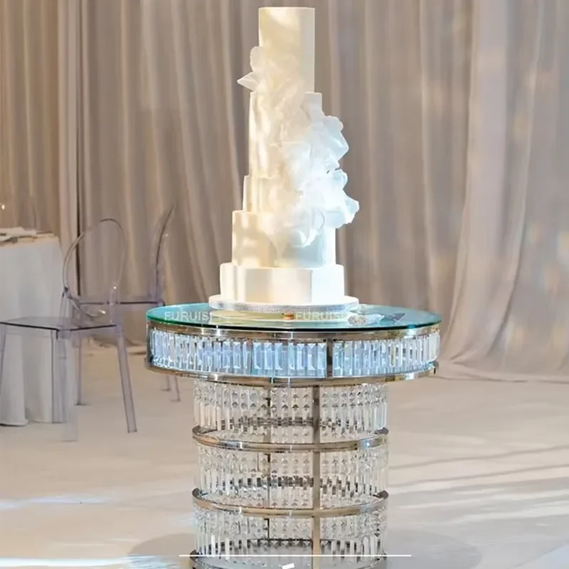 Wedding Furniture Hotel Cake Table With Crystal White Acrylic Base Wedding Party Event Decoration