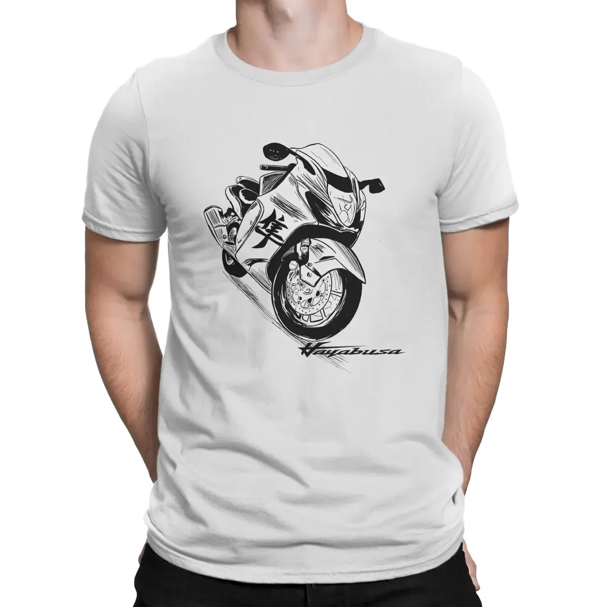 Men T-Shirt Motorbike Hayabusa Vintage 100% Cotton Tees Short Sleeve Hayabusa T Shirts Crewneck Tops Birthday Gift