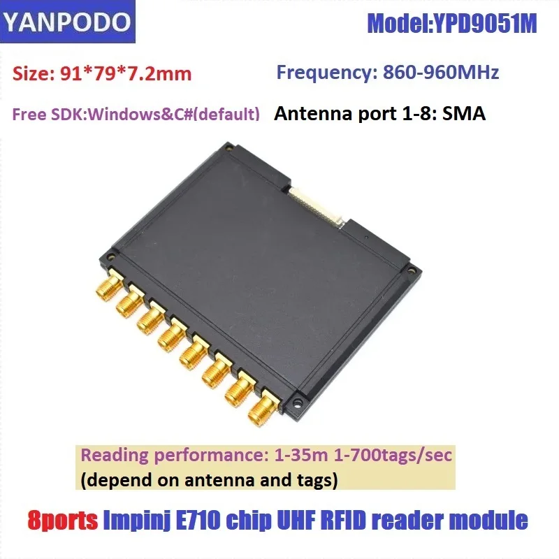 Imagem -02 - Yanpodo Impinj Módulo Leitor Rfid Uhf de Longo Alcance Leitura 135m Módulo para Gerenciamento Logístico Tempo de Corrida Esportiva Chip E710