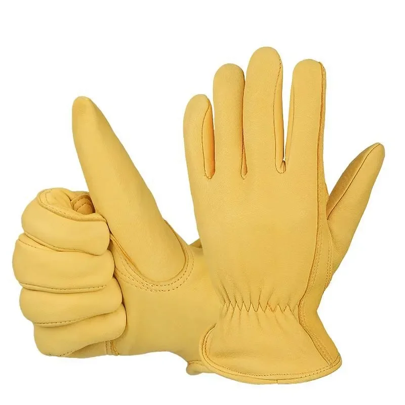 Men Thermal Insulated Sheepskin Gloves Thick Warm Winter Cycling Riding Retro Leather Outdoor Cold Proof Autumn Motorcycle