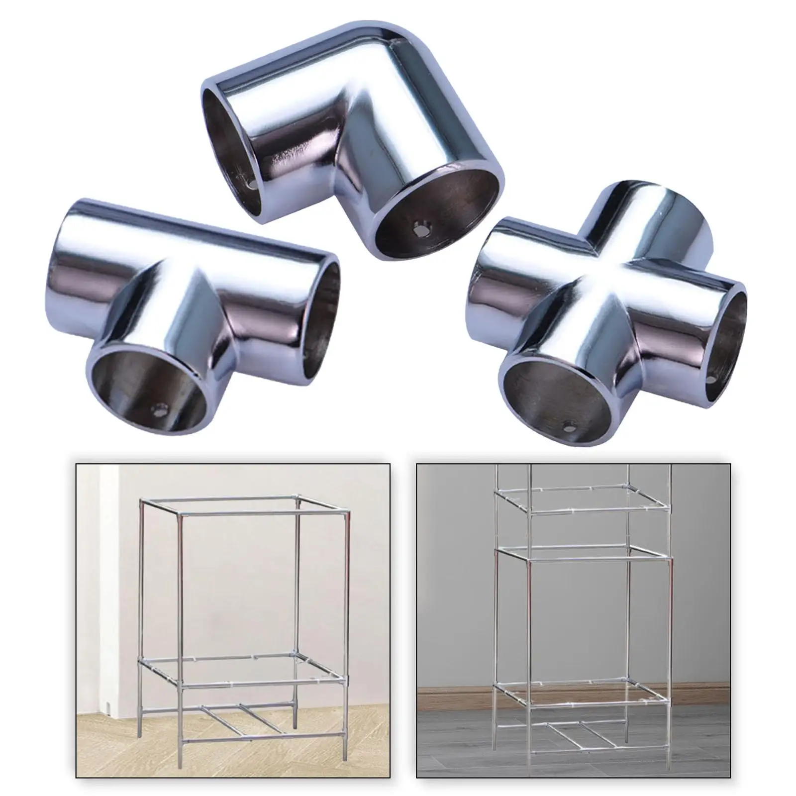 

Round Tube Connector 25mm Easy Assembly Pipe Clamp Fastening Hardware Tube Connector for Clothes Rack Display Stand Frame Home