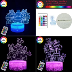 3D Night light Illusion Lights Five Nights Game Cute Night Lights 16 Color Changing Bedroom Decorations Children's birthday gift