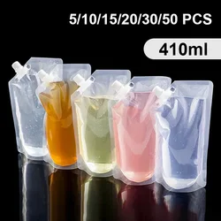 5/10/15/20/30/50 Pcs 410ml Stand Up Plastic Drink Bag Packaging Spout Pouch for Beverage Liquid Juice Milk Coffee Storage