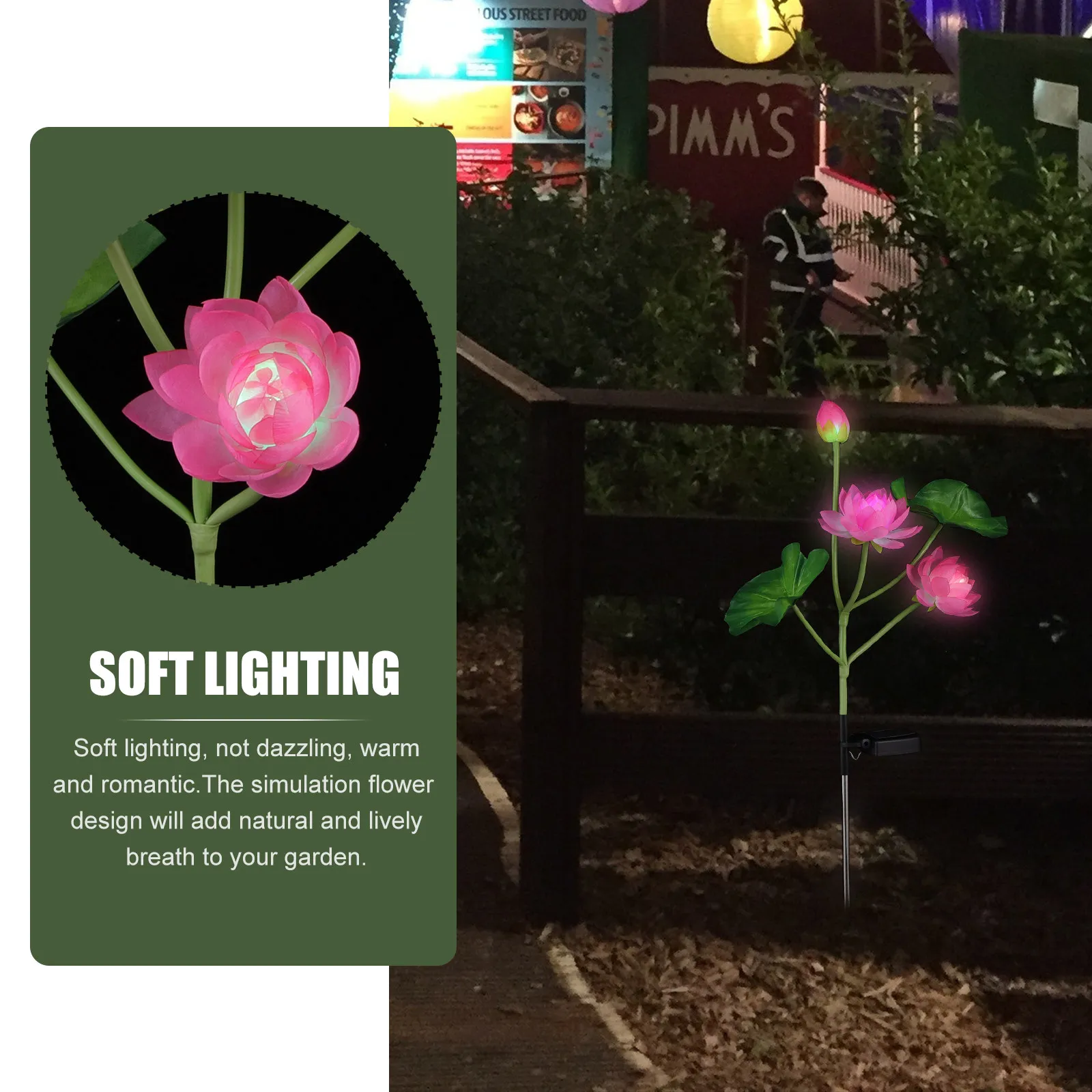 1Pcs Solar Powered Flower Shaped Lamp Simulation Lotus Design Energy Saving Garden Decor Ground Insert Light Outdoor Landscape