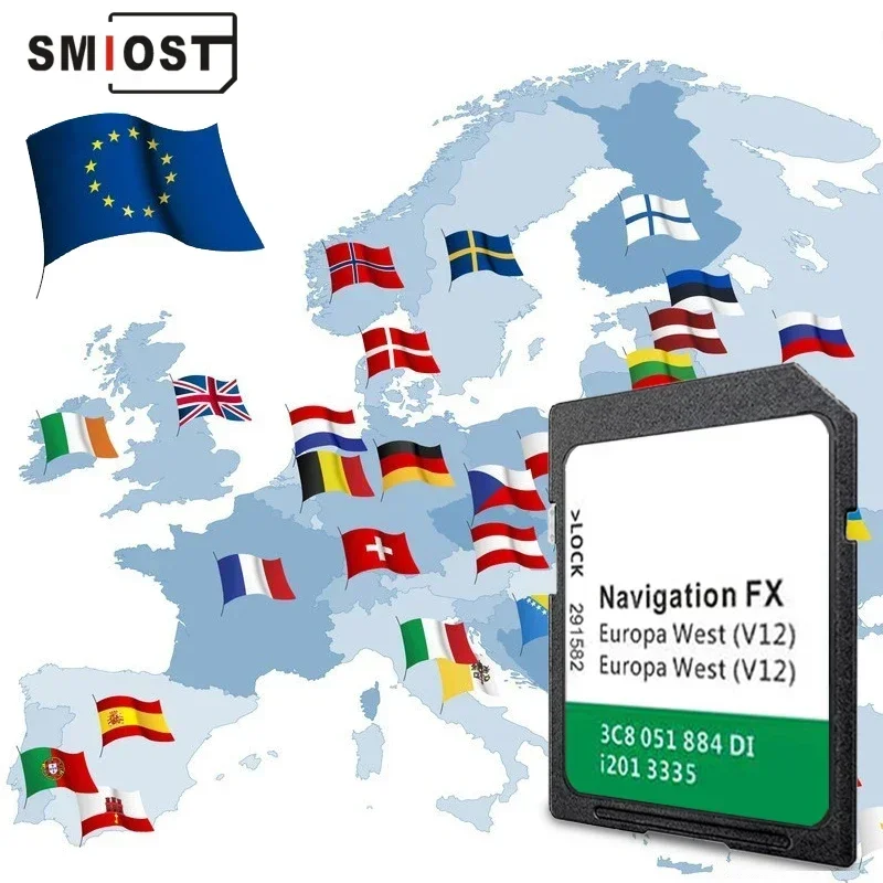 

Программное обеспечение обновления GPS на 8 ГБ, карта SMIOST, SD-карта для VW FX V12 West Sat Nav Navigation Card Factory OEM EU UK Jetta Car