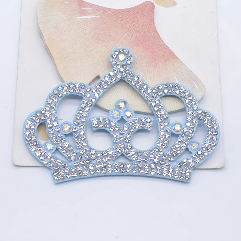 6Pcs 84*58mm Padded Crown Shaped Rhinestone Applique for DIY Clothes Crafts Decor Patches Headwear Hair Bow Accessories