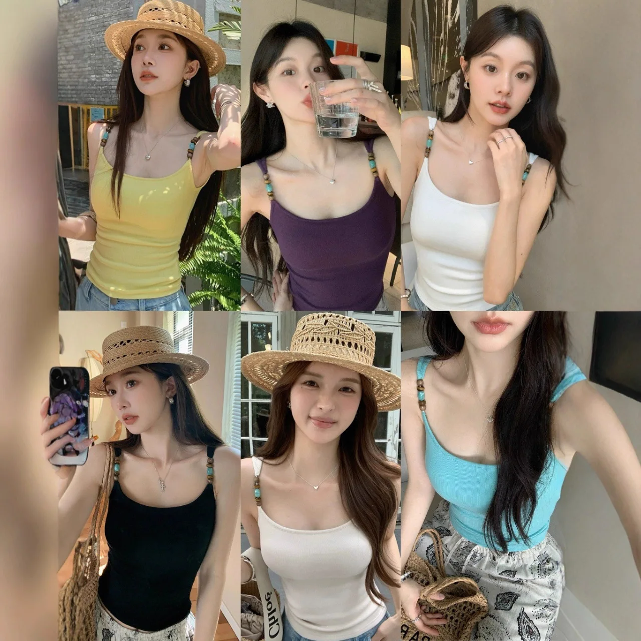 's Eye Stone Beaded Spicy Girl Purple Strap Vest Women's Outerwear Summer Inner Match Beautiful Back Bra One-Piece with Ch...