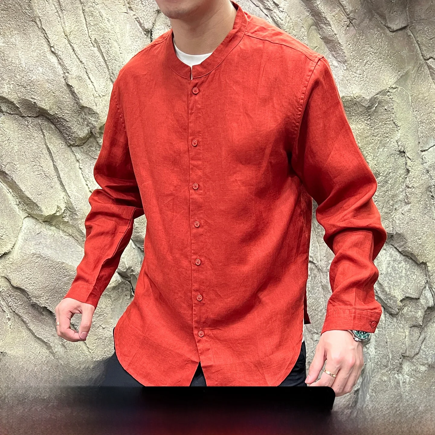 

Breathable Long Sleeve Shirt New Arrival Pure Color Autumn 2025 Youth Casual Style Standard Fit Linen Material Men's...