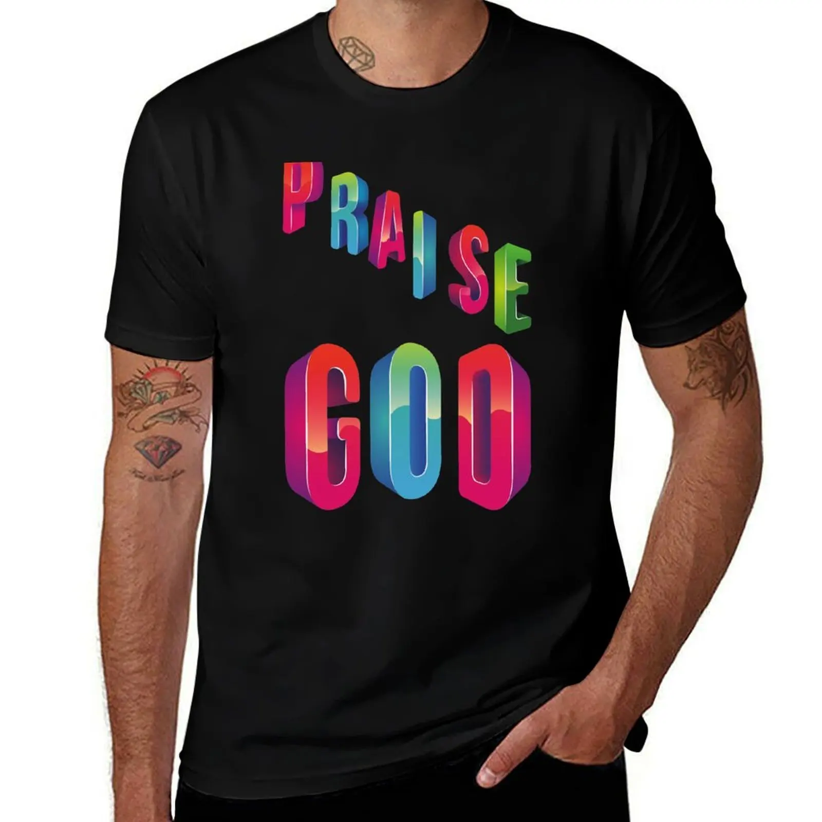 Praise GOD-White Background T-Shirt Plus Size Lightweight Top T-Shirt