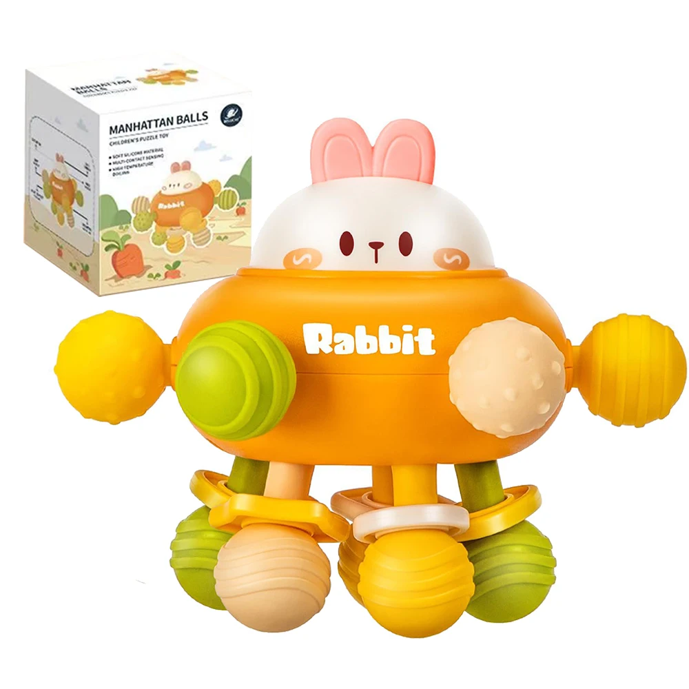 ألعاب التسنين للأطفال ألعاب مونتيسوري الحسية خشخيشات استيعاب الكرة لعبة سيليكون للرضع ألعاب تطوير النشاط للأطفال #1