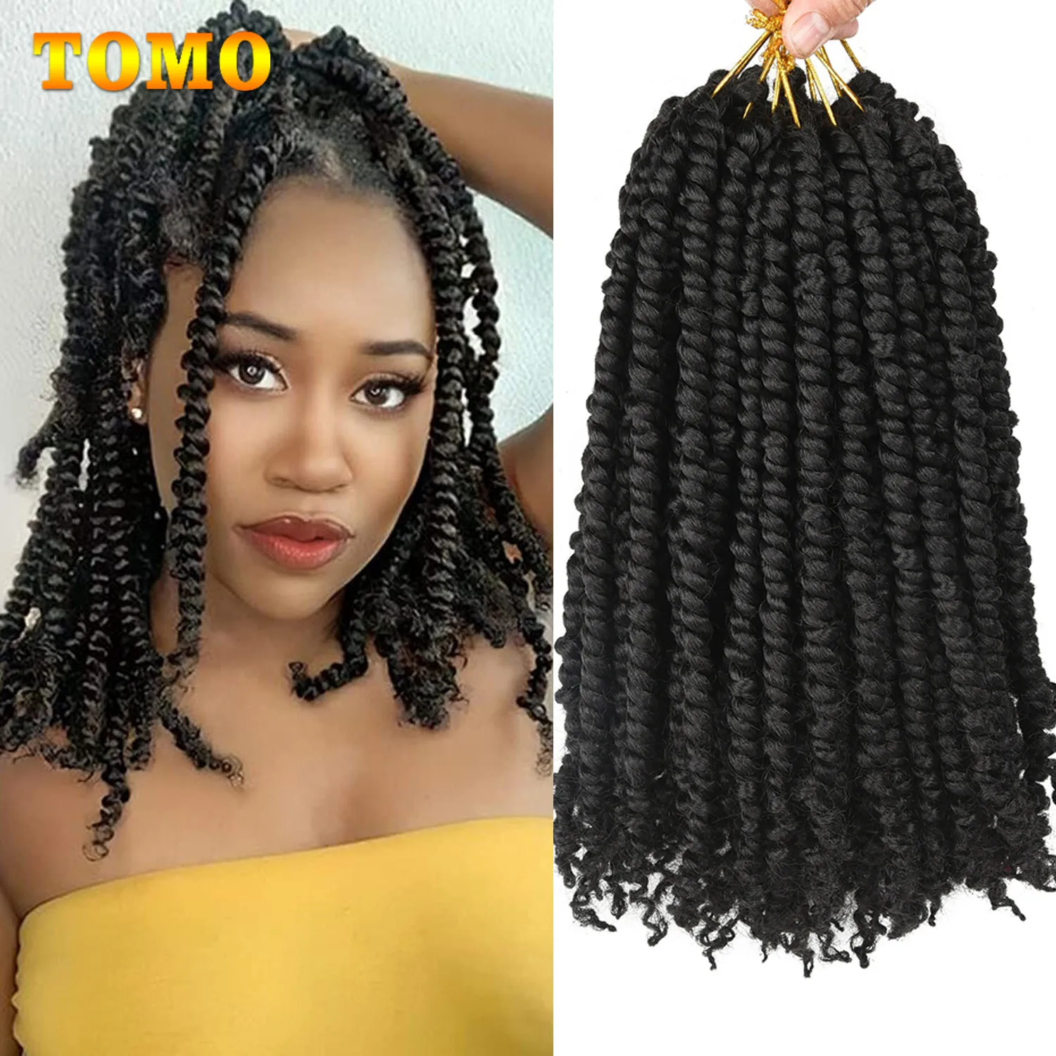 

TOMO Pre-Looped Passion Twist Crochet Hair 12 18 24 Inch Ombre Water Wave Synthetic Braiding Hair Extensions For Black Women