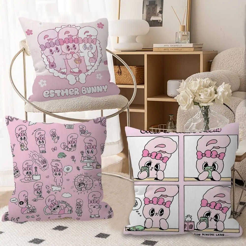 Cute Pink Esther Bunny Pillow Anime Pillow Sofa Bed Head Pillow Cover Cushion Cover 45x45 cm Fashion