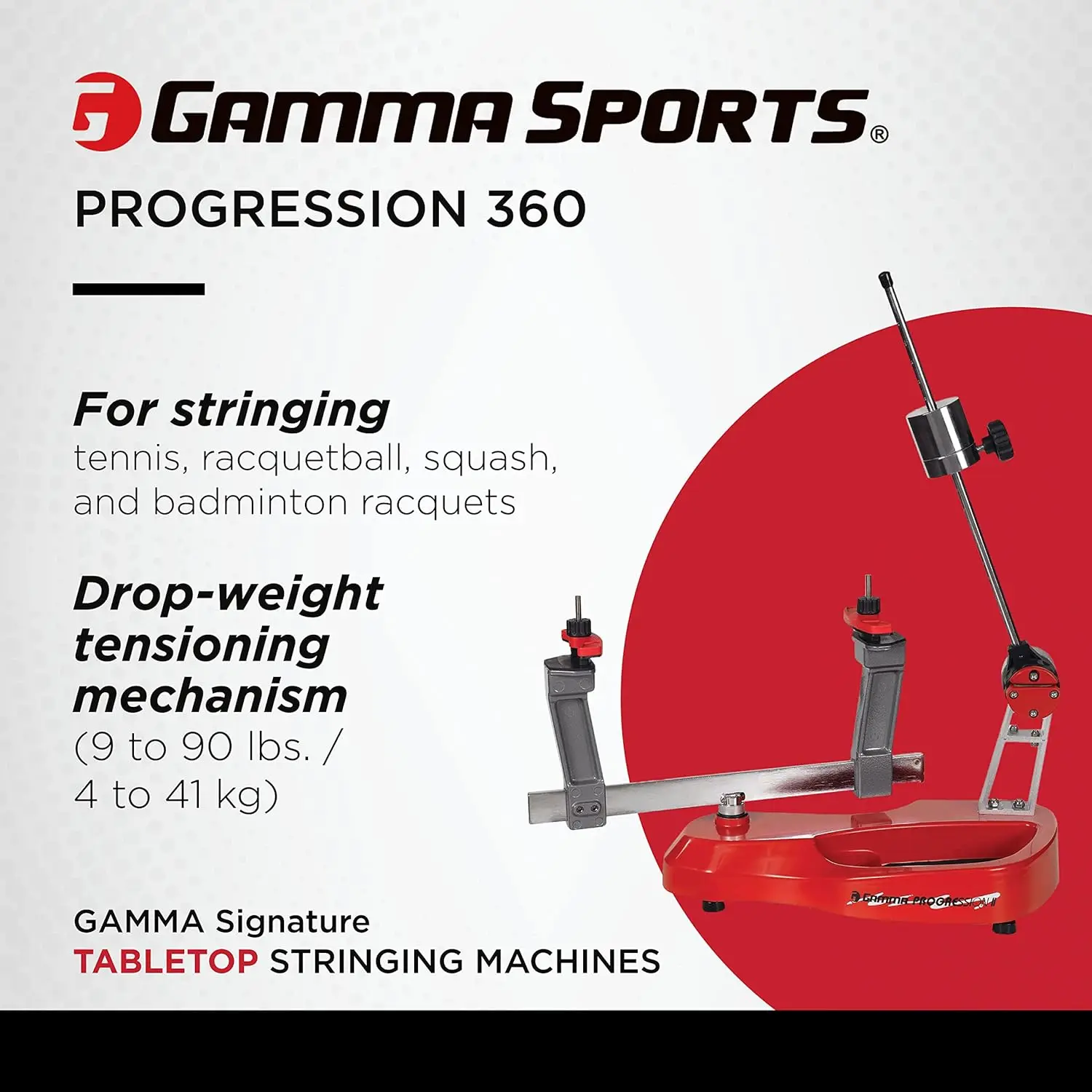 Sports Stringing Machines, Progression 200, 360 Degree Rotation Tabletop Racquet Stringer Machine, Drop Weight, Tennis, Racquetb