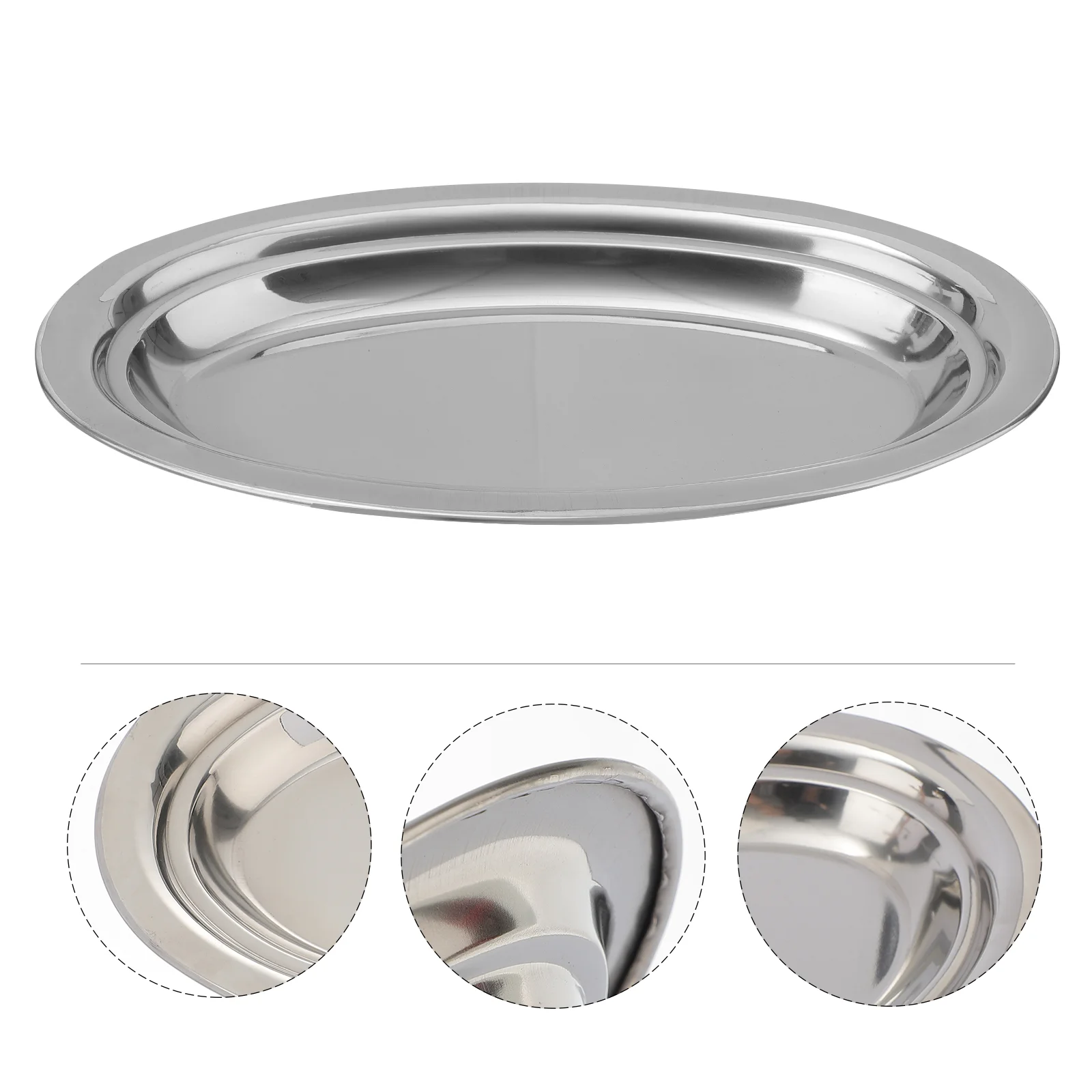 

Oval Disk Decorative Plate Home Snack Dish Dessert Storage Tray Platter Stainless Steel Fried Chicken Pastry