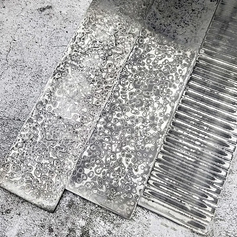Damasceńska stal VG10 kuty surowiec stalowy nóż Blank wzór stalowy DIY wzór tysiąc warstwa stali 35x5x0,4 cm — zdjęcie 5