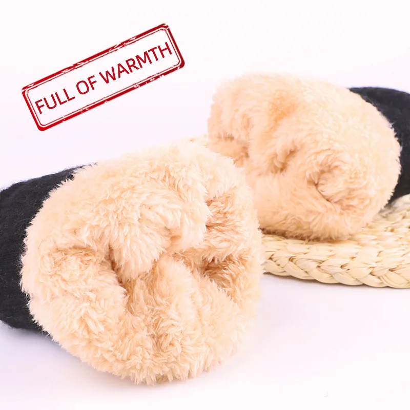 Men Women Double‑Layer Thick Knitted Wool Gloves Winter Warm Fleece Lined Touch Screen Cycling Cold‑Proof Outdoor Thermal Gloves