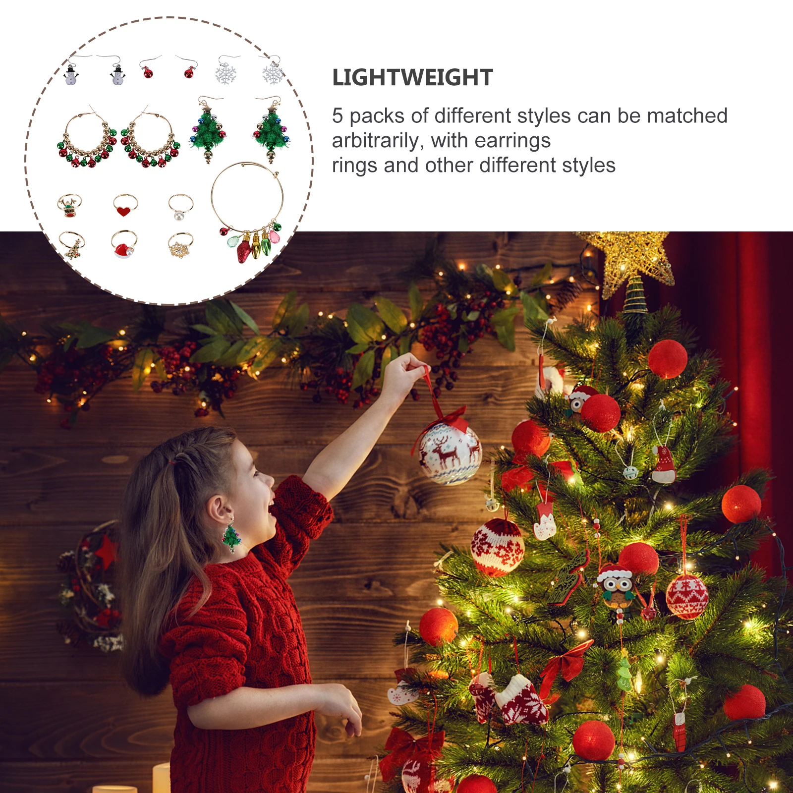 

5 Sets Pendant Christmas Tree Earrings Miss Jewelry for Girls Xmas Bracelets Alloy Supplies