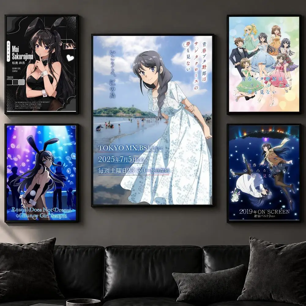 Anime R-Rascal Does Not Dream of Bunny Girl SenpaiS Poster Art  Self-Adhesive No Glue Residue Wall Decor for Bedroom Living Room