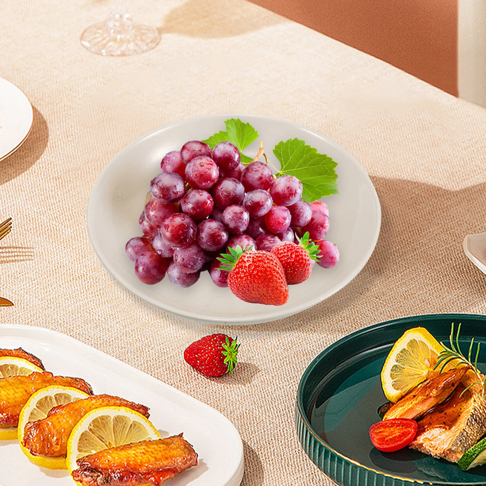

Creative Round Porcelain Plate Multi-Use Food Plate For Tea Party Dessert Tray Ornamental Fruit Bowl Decorative Serving Dish