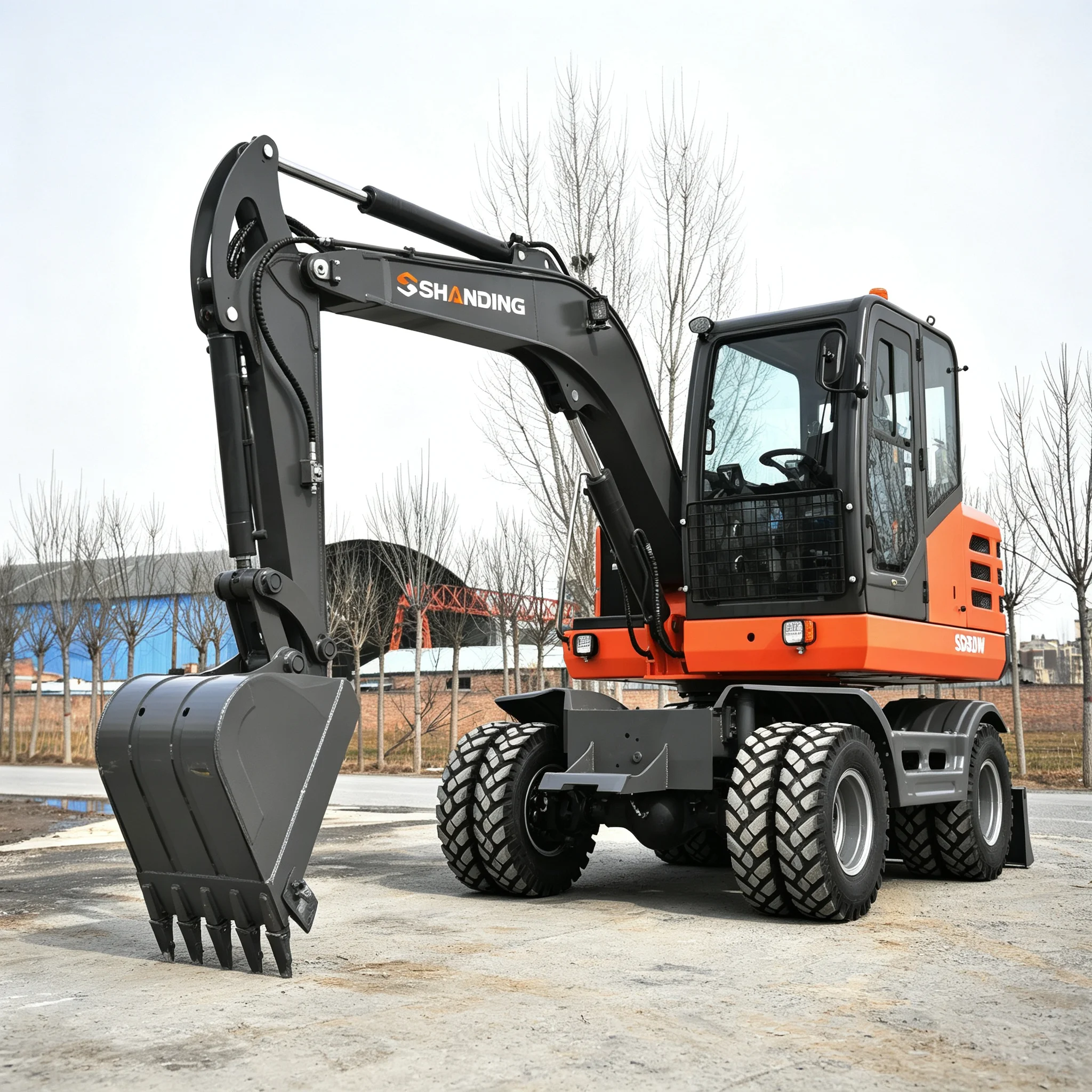Wheel Excavator Machine 8 Ton Wheeled Excavator with Wheels Cheap Digger on