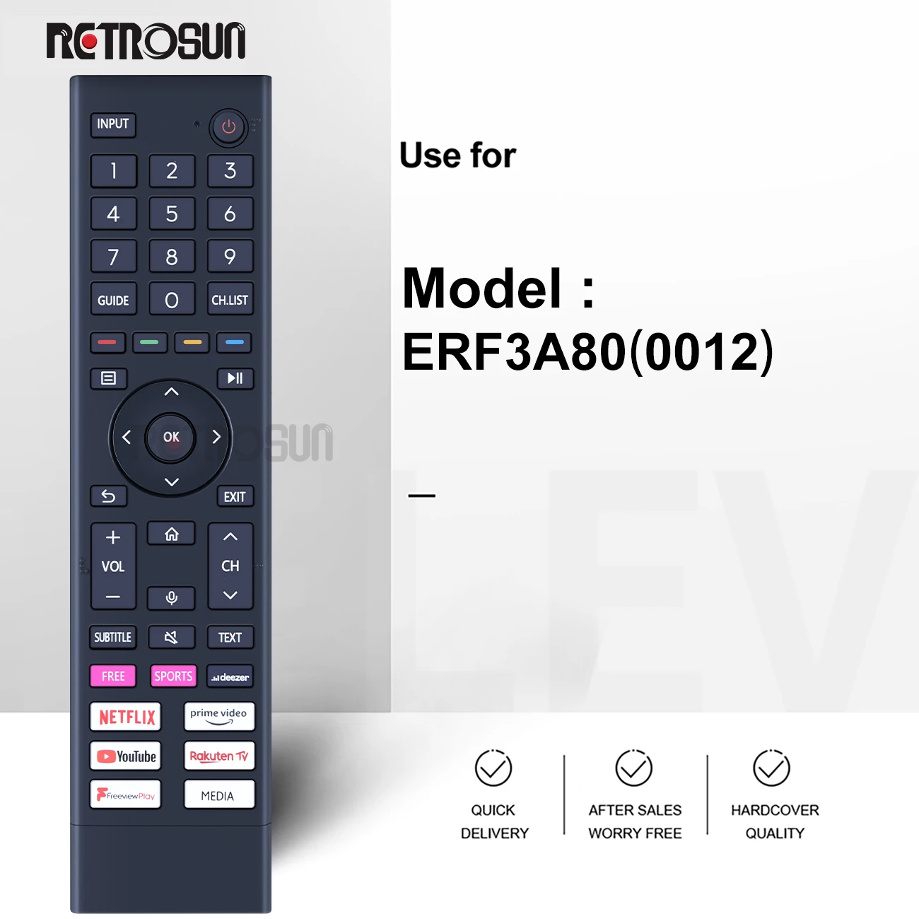 New Voice Remote ERF3A80(0012) for Hisense 4K UHD Smart TV 43A6G 50A6G 55A6G 60A6G 65A6G 70A6G 75A6G 43A6GTUK 50/55/65/75A6GTUK