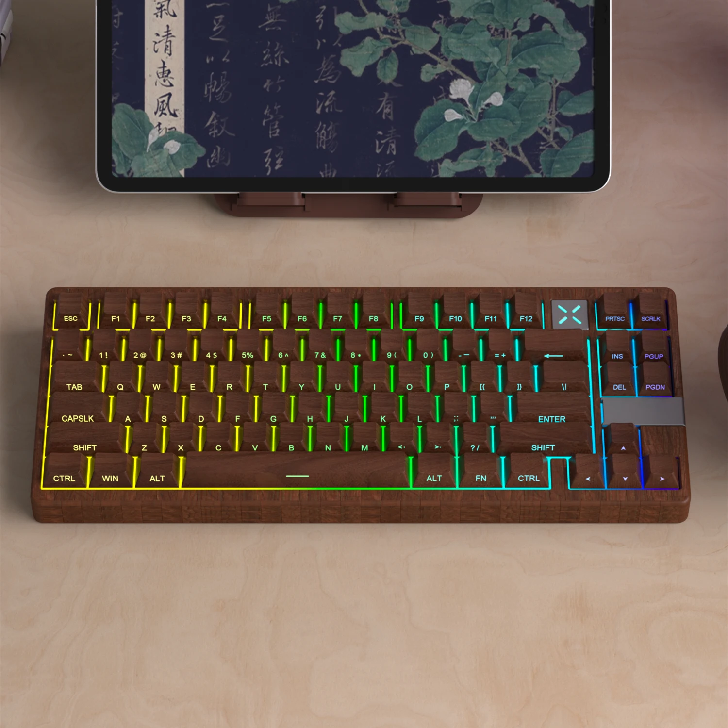 Imagem -02 - Madeira Padrão Keycaps para Teclado Mecânico Pbt Cereja Perfil Side Print Backlit Keycap 5-sided Dye Sub Layout Iso Gmk67