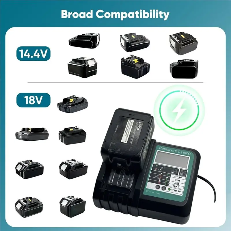 

【Festival】Replacement For 14.4V - 18V Fast Battery DC18RC For Li- Battery BL1850 3.0A With LED Display