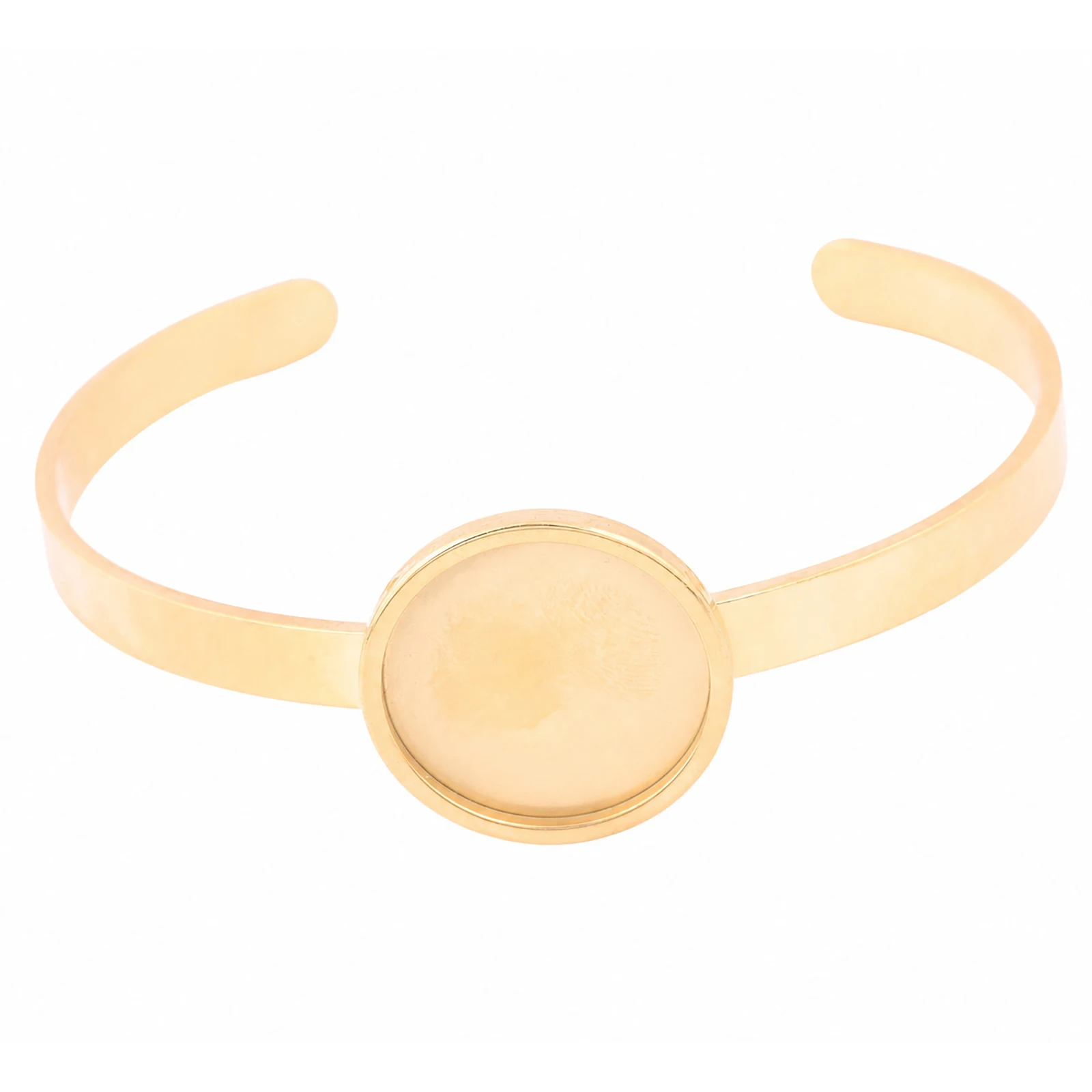 2pcs Gold Plated Cuff Bracelet Base Blanks Stainless Steel Fit 20mm Cabochon Bangle Bezel Settings Diy Jewelry Making