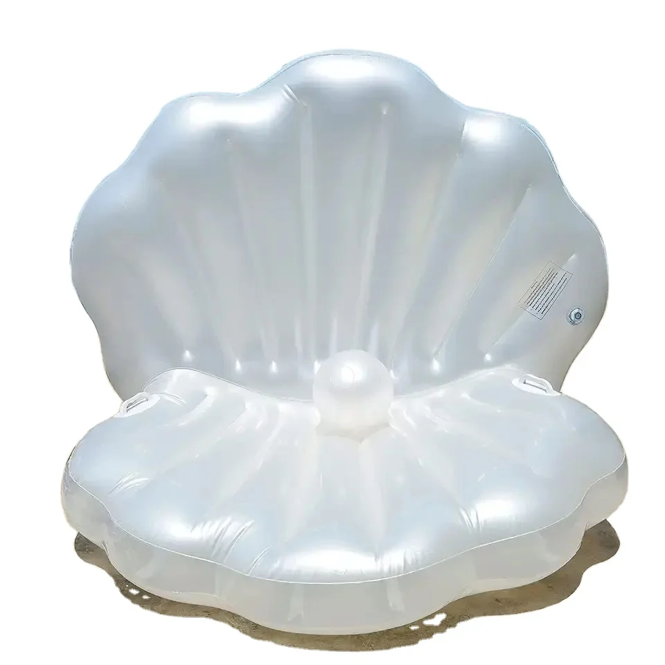 Inflatable shell floating raft new style PVC white pearl floating bed toys inflatable water swimming rings