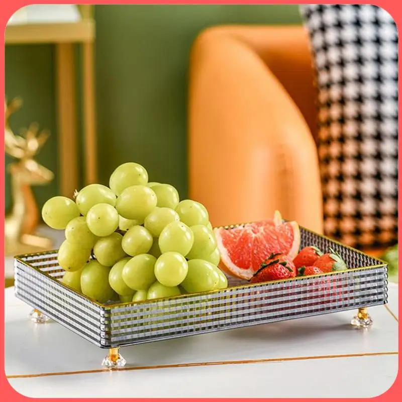 

A76I-Home Living Room Small Snacks Divided Refreshment Tray Plastic Dried Fruit Dish Household Ins Style Candy Plate, C