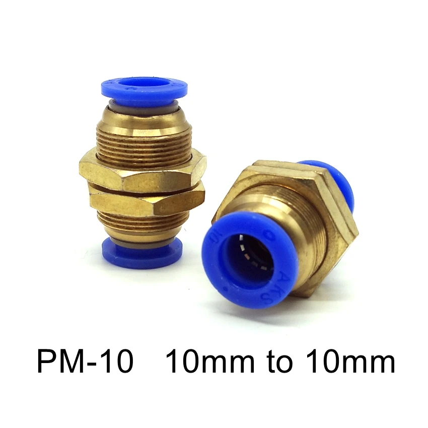 5Pcs/lot PM-10 Quick Joint Connecting Pneumatic Air Tubing Fittings  10mm-10mm Bulkhead Straight Union