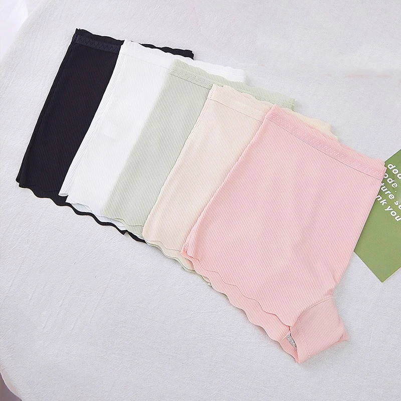 3PCS Underwear Comfortable Quick-drying Cotton Crotch Bottom Girls' Boxer Pants Non-marking Ice Silk Small Boxer Women's Striped