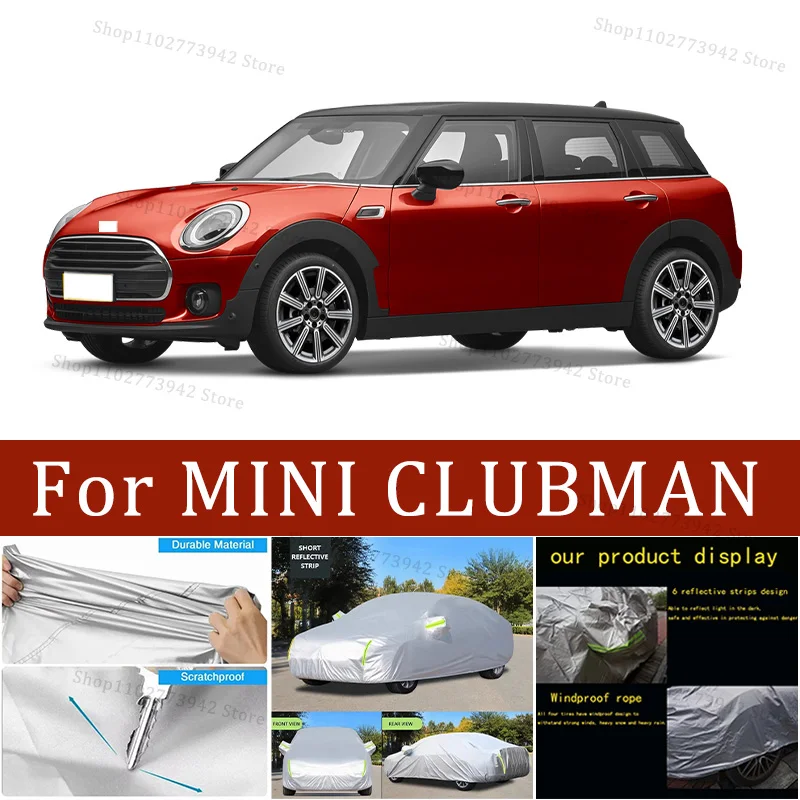 

Black Silvery Scratch-Resistant Car Cover - Dustproof & Sun-Resistant, Comprehensive Protection For MINI CLUBMAN Outdoor Parking
