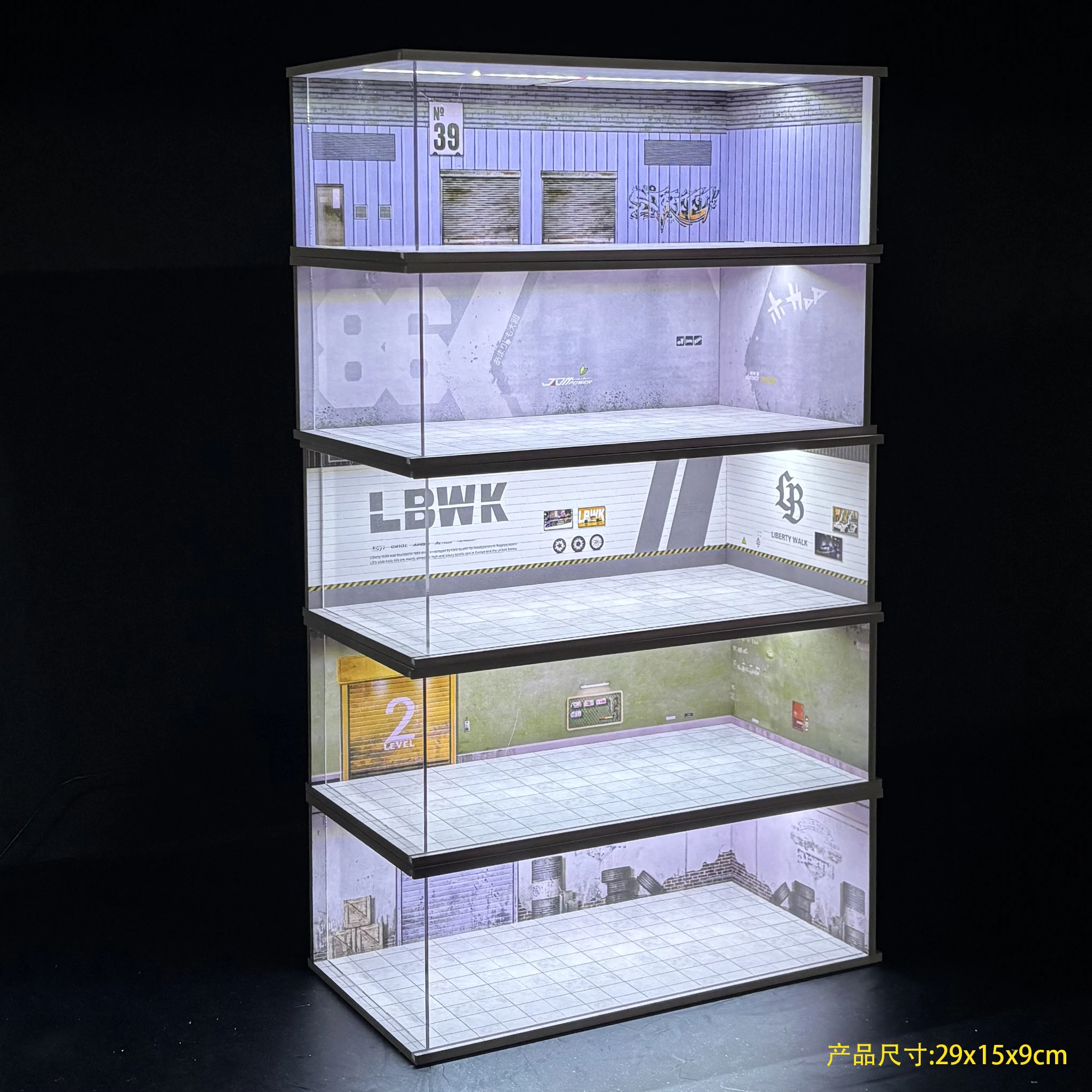 1/64 Car Garage Diorama Miniatures Parking Lot Models Alloy Car Model Car Scene Storage Display Box Car Model Collection Boxes