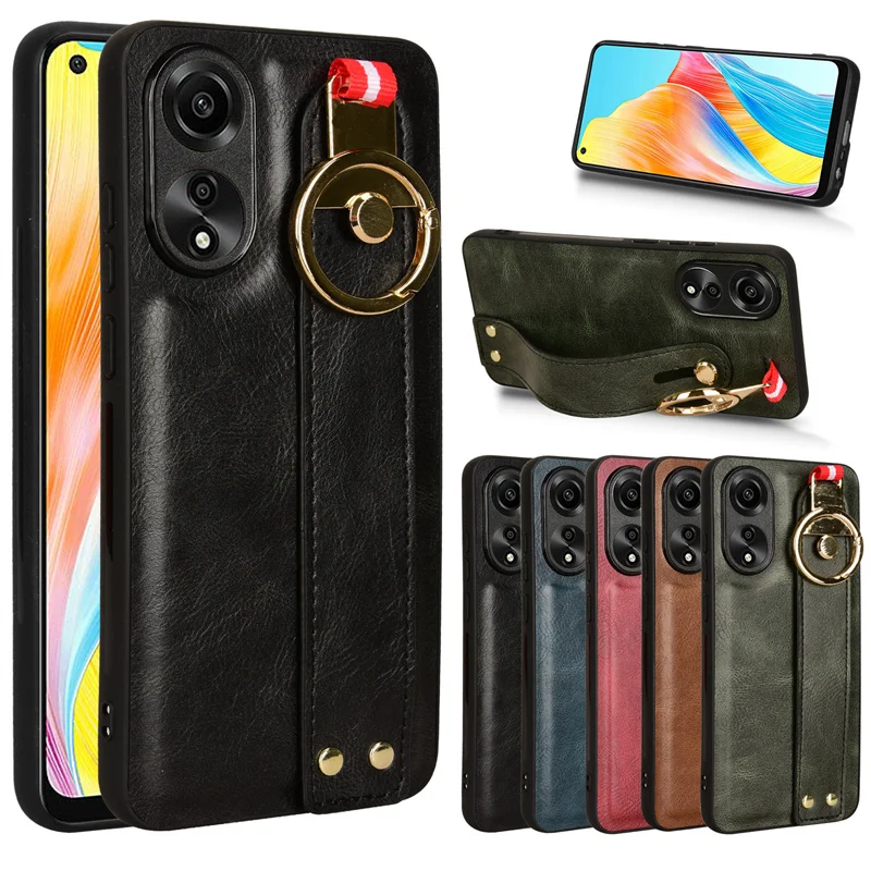 For OPPO A78 4G Case With Ring Business Wristband Cover Case For OPPO A78 4G OPPOA78 CPH2565 Non-Slip Protective Cases