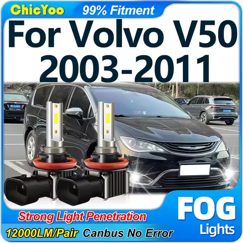 2PCS 90W H8 H9 H11 3570 CSP Chips Car LED Fog Lights 12V Auto Fog Lamps 6000K For Volvo V50 2003-2006 2007 2008 2009 2010 2011