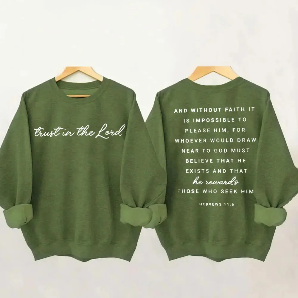 Rheaclots Trust in the Lord Printed Long Sleeves Sweatshirt