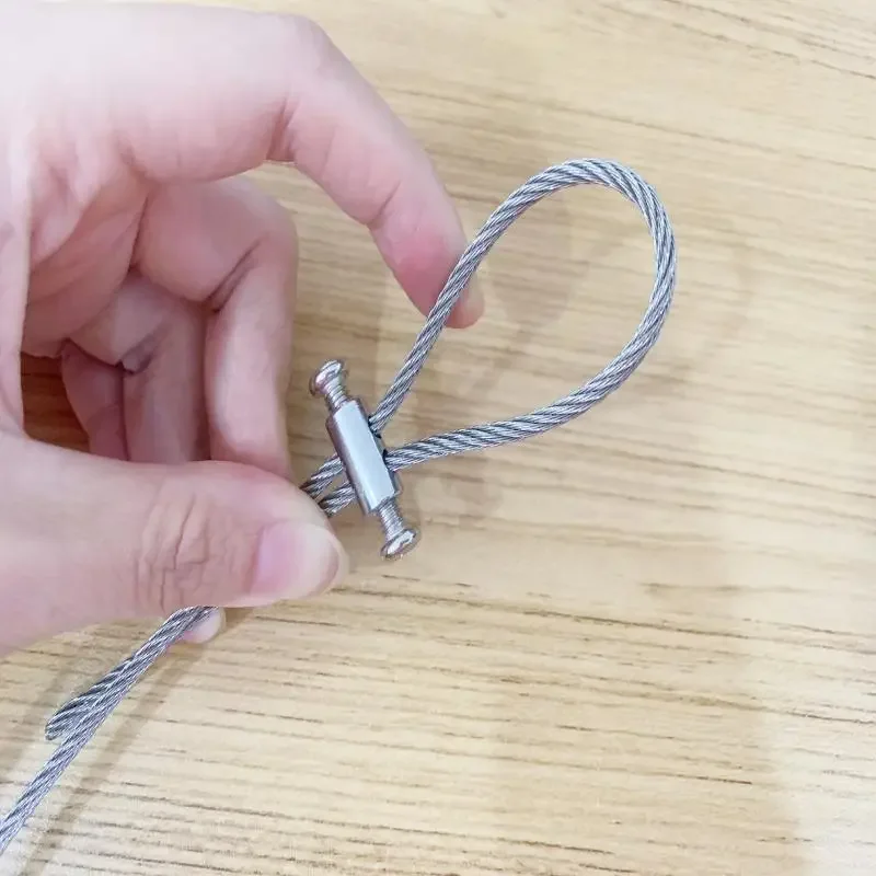5 Meters 304 Stainlessy Steel Adjustable Turnbuckle W/Single/Double Hole Buckles & Wire Rope Cable Railing Kit for Hanging
