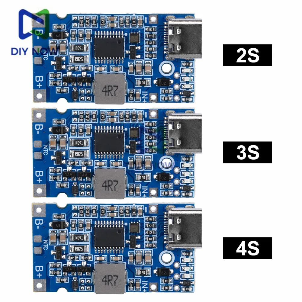 Módulo de carga rápida para batería de litio 4,5, Cargador USB 2S 3S 4S tipo C, V-18650 15V, 18W, soporte Buck Step-Up, QC