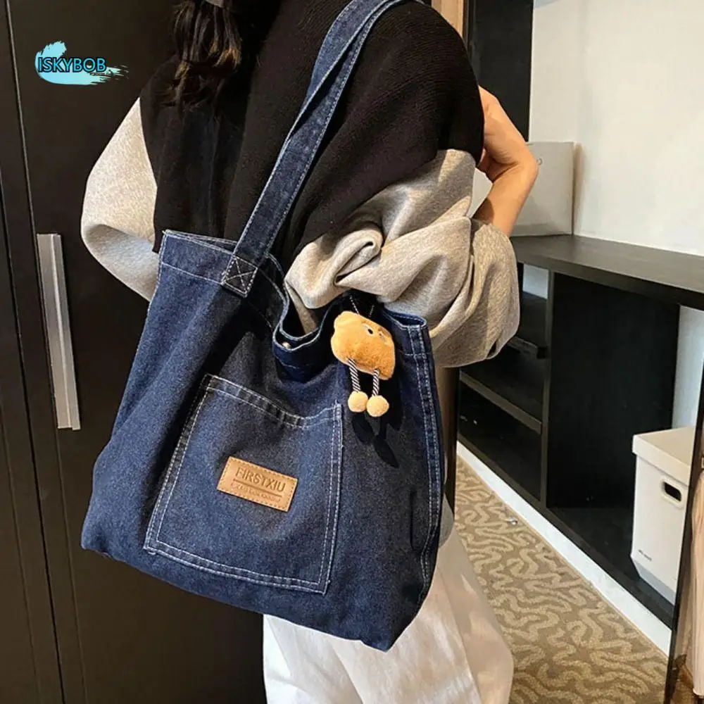 

Casual Retro Denim Shoulder Bag Korean Style Handbag Cowboy Underarm bag Large Capacity Leisure Tote Bag Women